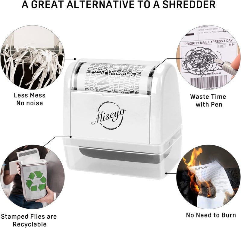 Miseyo Wide Roller Stamp Identity Theft Stamp 1.5 Inch Perfect for Privacy Protection-Set 3 (White) - Image 5