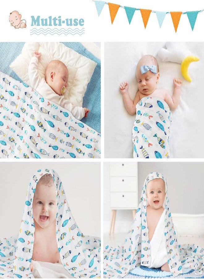 SANNIX Muslin Swaddle Blankets Girl Receiving Baby Blanket Boy Swaddle Blankets for Baby Boy Cute Fish Print Baby Blanket - Lightweight, Breathable, Large 47 x 47 inches - pzsku/Z44ACB1A0EDE21C9755E2Z/45/_/1692873794/ba38ef30-1c62-49ff-a8ff-a5feca1d4c69