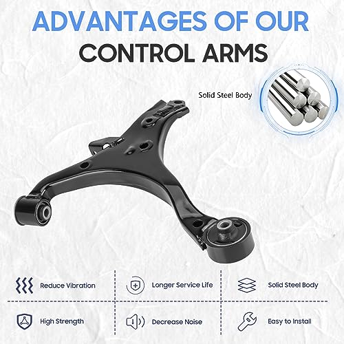 ILONPA Front Lower Control Arms w/Ball Joints Replacement for 2001-2005 Honda Civic Sedan & Coupe, 2001-2005 Acura EL (4pc) - Image 3