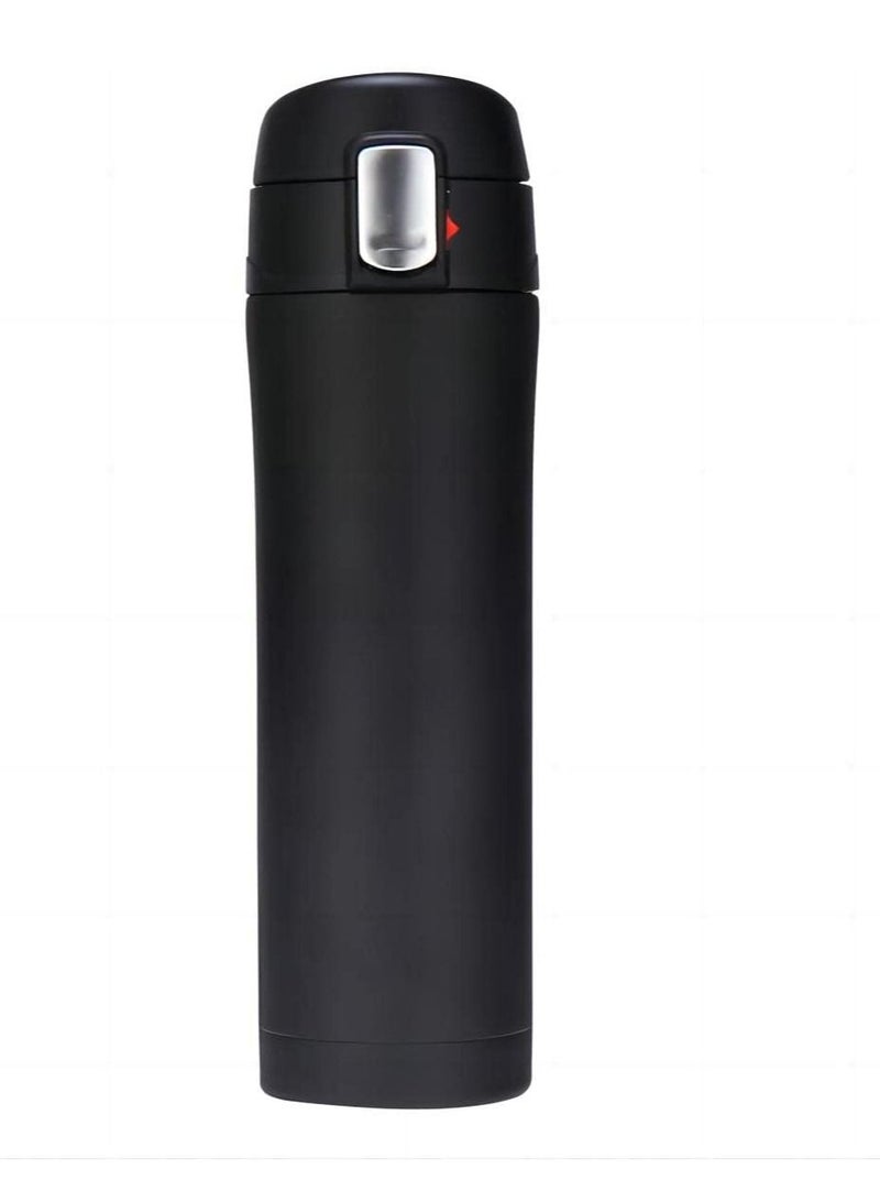 SYOSI Double Walled Vacuum Flask Thermo, 450ml Stainless Steel Insulated Water Bottle, Flask for Hot and Cold Drinks, Travel Coffee Mug, Sports Water Bottle, Drinks Cup Black  - Image 1