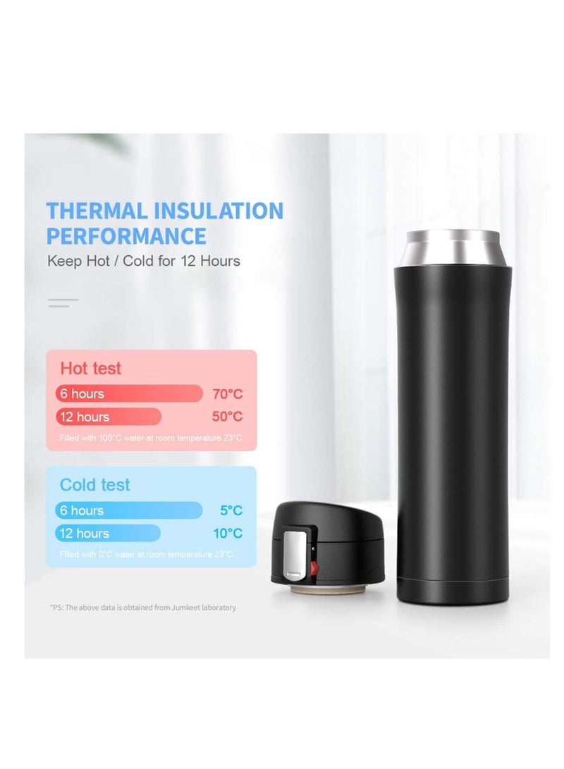 SYOSI Double Walled Vacuum Flask Thermo, 450ml Stainless Steel Insulated Water Bottle, Flask for Hot and Cold Drinks, Travel Coffee Mug, Sports Water Bottle, Drinks Cup Black  - Image 3