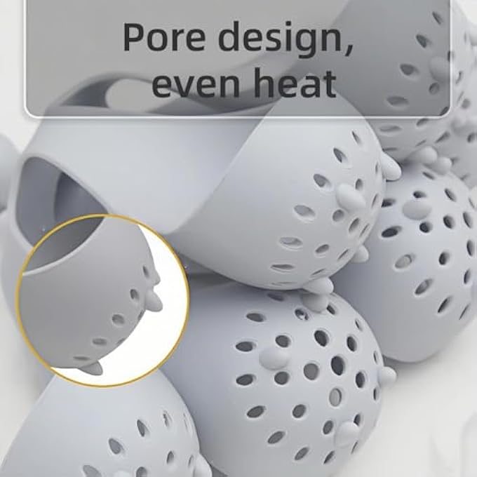 jaffiust The White Shop Silicone Egg Boiler Rack Freestanding Egg Boiler For Kitchen Storage 6 Eggs Gray - Image 4