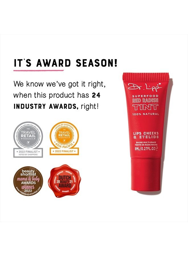 DR. LIPP د. ليب، تينت الفجل الأحمر سوبر فود. 4 في 1. لوسيون شفاه، تينت شفاه، بلش خدود، لوسيون عيون ملون. 100% من أصل طبيعي. 8 مل. - Image 5