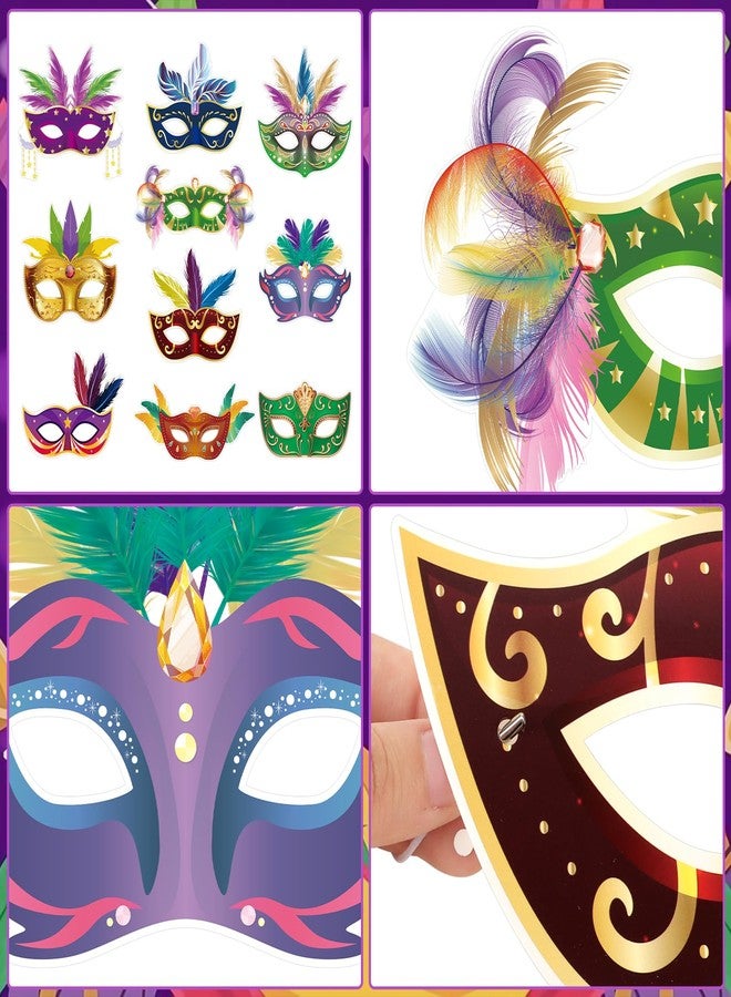 Atiloy 20 Pack Mardi Gras Masks Bulk Paper Carnival Mask Masquerade Masks for Men Women Carnival, Music, Costume Party Supplies Masquerade Party Decorations - Image 4