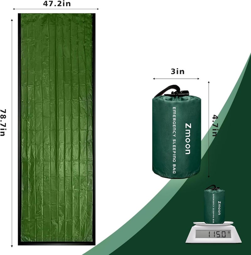 Zmoon Emergency Sleeping Bag Survival Bag, Portable Waterproof Thermal Bivy Sacks,Bivvy Bags,Camping Mylar Sleeping Bag Survival Gear Emergency Blankets Survival Shelter - Image 5