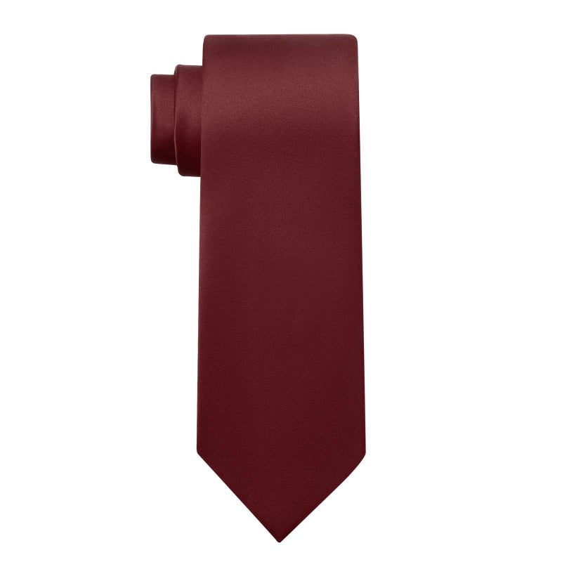 KOOELLE Men's Maroon Tie Solid Pure Color Plain Neckties Formal Burgandy Ties For Men - Image 1