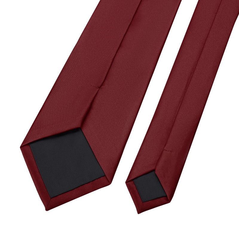 KOOELLE Men's Maroon Tie Solid Pure Color Plain Neckties Formal Burgandy Ties For Men - Image 5