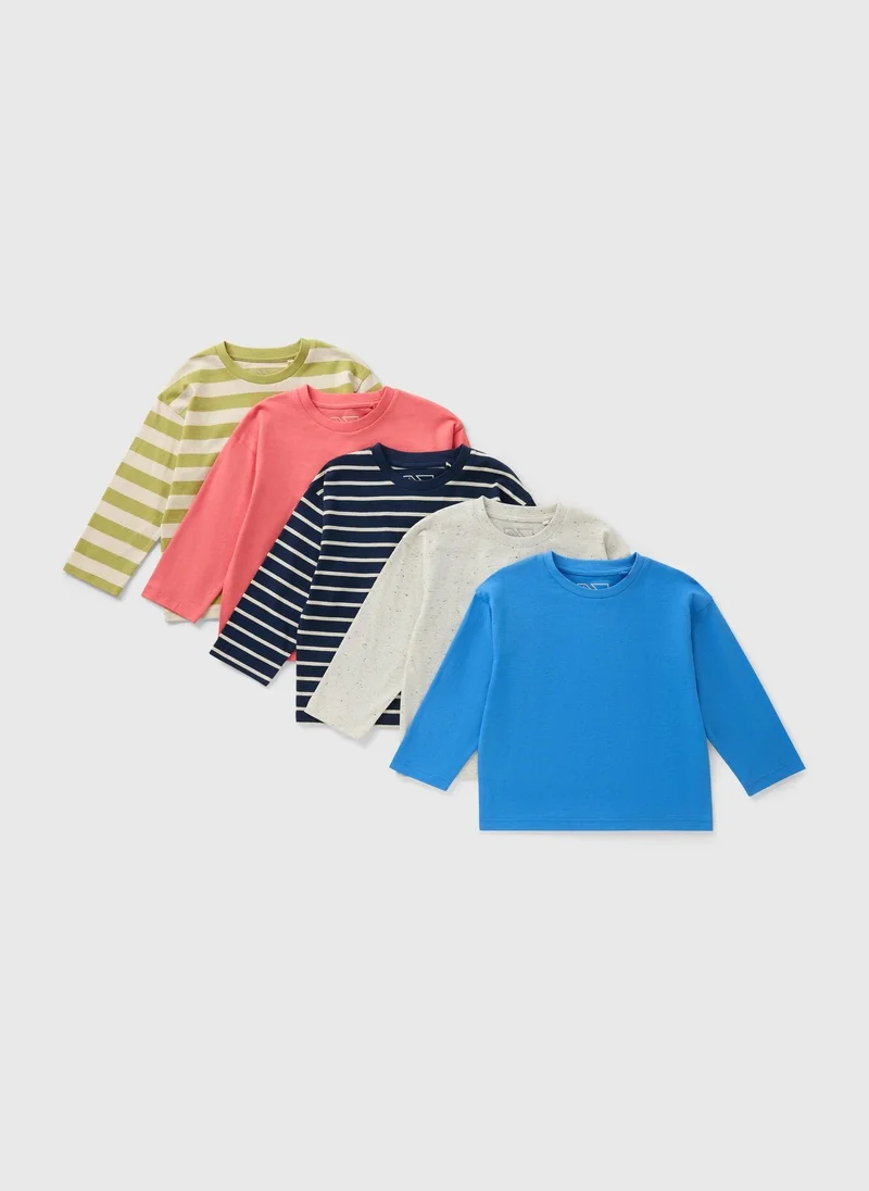 Matalan 5 Pack Multicolour Stripe Long Sleeve Tops
