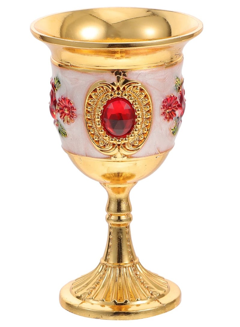 سيوسي 2Pcs Mini Golden Goblet Retro European Style Gold Goblet Copper Goblet Engraved with Flower Pattern Vintage Egyptian Shot Glass for Wine Liqueur and Cocktails for Home and Wedding Party - Image 1