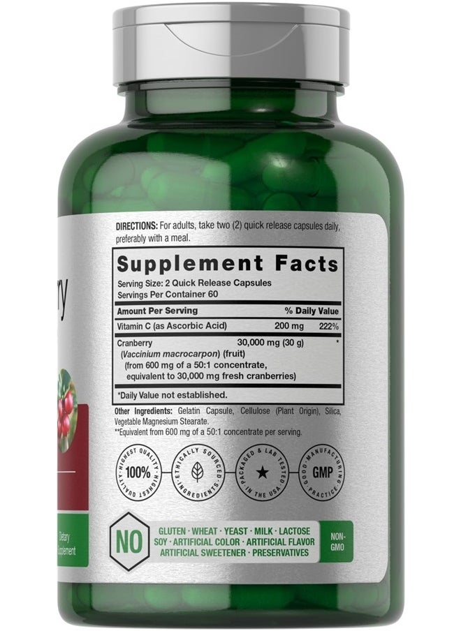Horbaach Cranberry Concentrate Extract Pills + Vitamin C | 30,000mg | 120 Capsules | Triple Strength Ultimate Potency Formula | Non-GMO and Gluten Free Supplement  - Image 2
