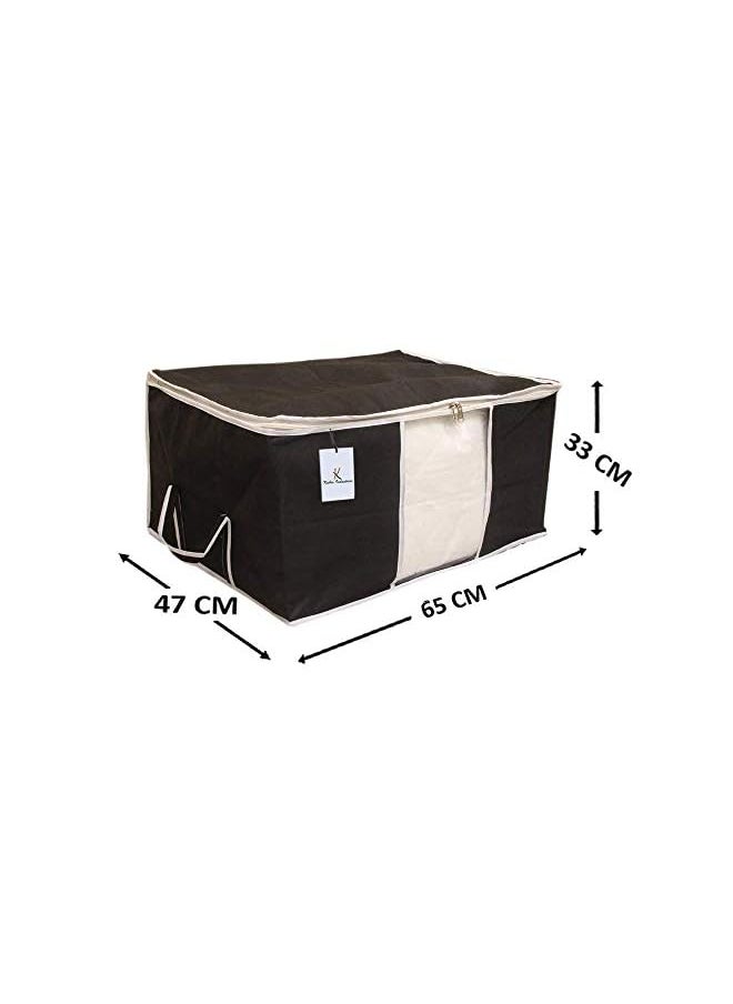 Kuber Industries - Industries Storage Bag For Comforters, blankets|Clothes Organizer|Foldable Blanket Storage|Underbed Storage Bag|3 Piece, Extra Large (Black) - Image 1