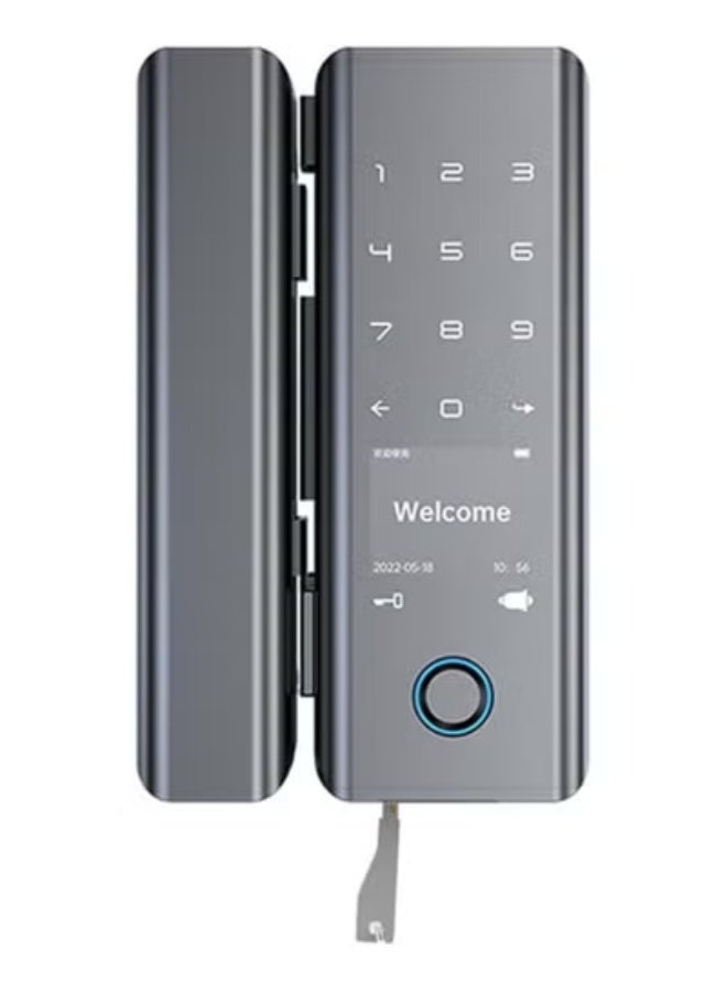 TUYA Smart Fingerprint Door Lock, Tuya App Enabled Automatic Lock with Key & Password for Frameless/Framed Glass Push Sliding Doors, Home & Office - Image 2