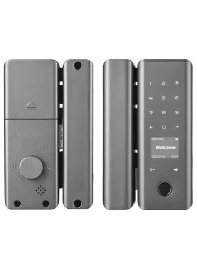 TUYA Smart Fingerprint Door Lock, Tuya App Enabled Automatic Lock with Key & Password for Frameless/Framed Glass Push Sliding Doors, Home & Office - Image 3
