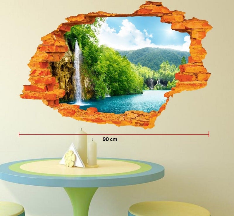 Asmi Collections Waterfall Broken Wall Illusion Wall Sticker - Image 2