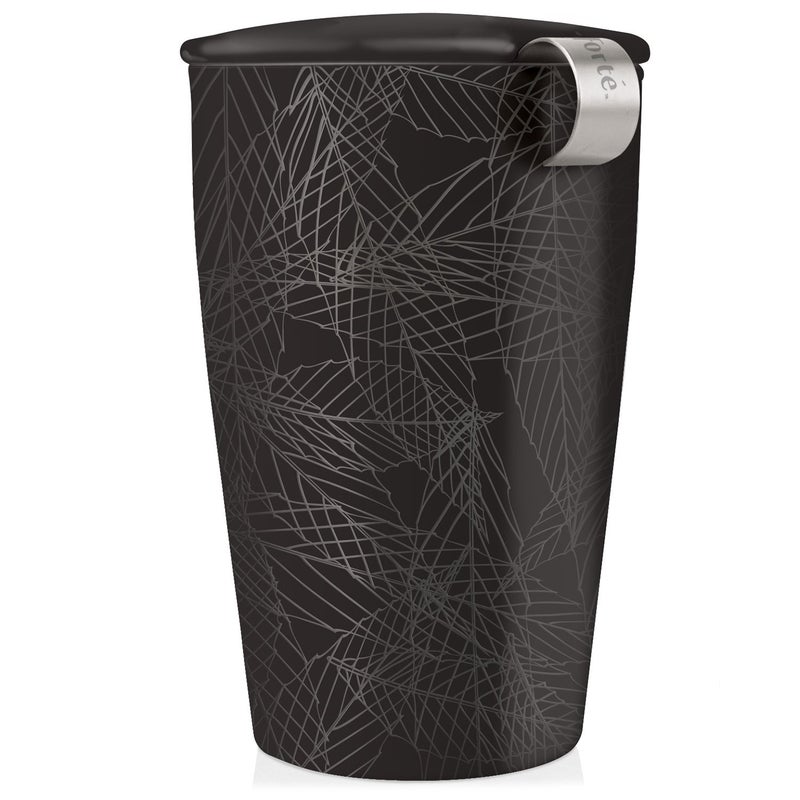 Tea Forte DoubleWalled Ceramic Kati Cup Removable Stainless Steel Infuser Basket and Lid Steeps 12 oz Loose Leaf Tea Dishwasher Microwave Safe Noir