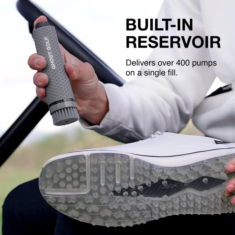 Ghost Golf Magnetic Golf Club Brush with Water Reservoir & Shoe Brush - Dual Head Groove Cleaner, Nylon Bristle, Retractable Carabiner Clip - Golf Cleaning Tool for Irons, Wedges & Golf Shoe Cleats - Image 4