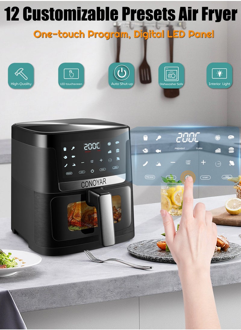 CONOYAR هواء المقلية 7L مع نافذة، الفولاذ المقاوم للصدأ هواء المقلية الفرن أدى شاشة اللمس ل 12 إعدادات مسبقة، سهلة تنظيف Airfryer للمنزل من 4 مع إغلاق تلقائي، بدون زيت، PTFE مجانا، غسالة صحون آمنة، 1800W - pzsku/Z44AD2E88AC88DF393EDCZ/45/_/1699263341/2e6d4186-9f14-469c-9b1a-672b91cb33d8