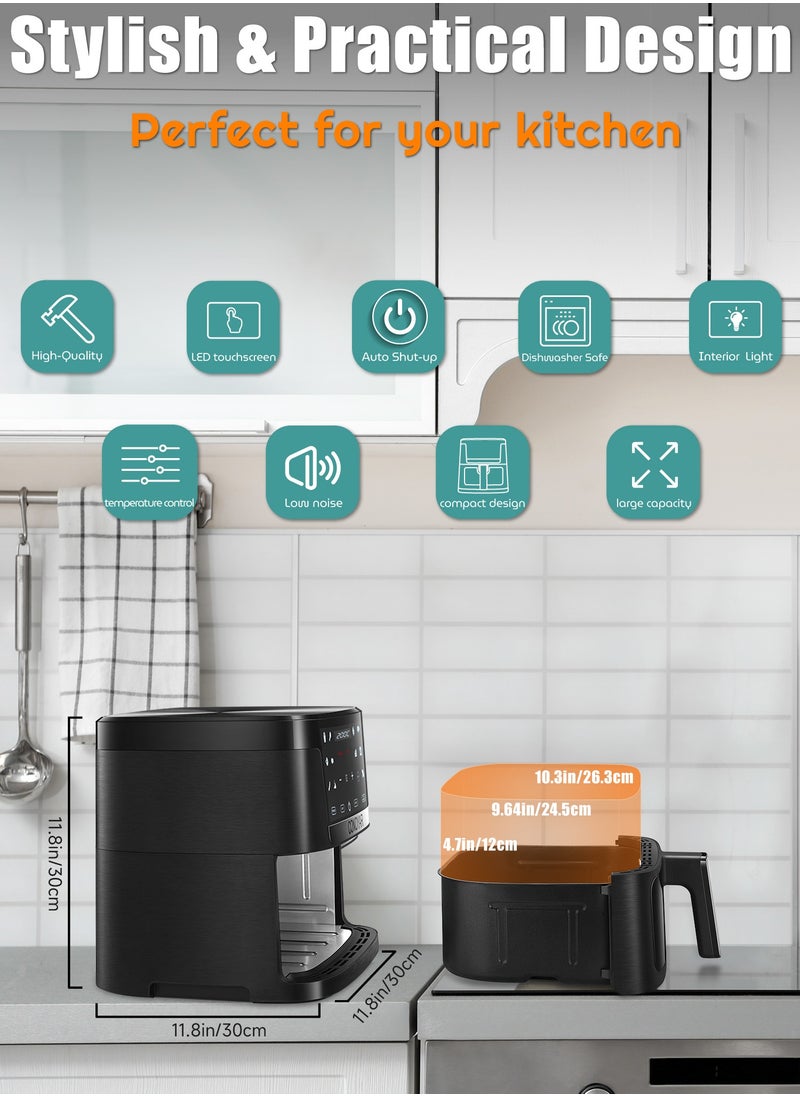 CONOYAR هواء المقلية 7L مع نافذة، الفولاذ المقاوم للصدأ هواء المقلية الفرن أدى شاشة اللمس ل 12 إعدادات مسبقة، سهلة تنظيف Airfryer للمنزل من 4 مع إغلاق تلقائي، بدون زيت، PTFE مجانا، غسالة صحون آمنة، 1800W - pzsku/Z44AD2E88AC88DF393EDCZ/45/_/1699263341/46b5e2fb-f237-4174-8729-10ff05360001
