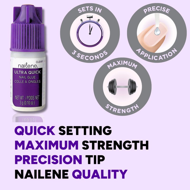 Nailene Ultra Quick Nail Glue - Durable, Easy to Apply False Adhesive - Repairs Natural Nails - Quick-Drying, Lasts Up to 7 Days - 3 g/0.10 oz - 3 Pack - Image 4