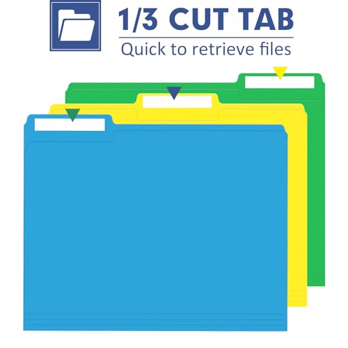 PANDRI File Folder, PANDRI 120 Pack Colored File Folder, 1/3 Cut Tab, Letter Size, Assorted 6 Colors Filing Folder for Office School Business - Image 3