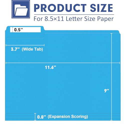 PANDRI File Folder, PANDRI 120 Pack Colored File Folder, 1/3 Cut Tab, Letter Size, Assorted 6 Colors Filing Folder for Office School Business - Image 2