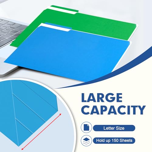 PANDRI File Folder, PANDRI 120 Pack Colored File Folder, 1/3 Cut Tab, Letter Size, Assorted 6 Colors Filing Folder for Office School Business - Image 4