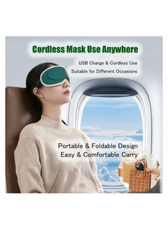 Y&D Wireless Heated Eye Mask with Temperature Control and Massage Function, Massager to Relieve Fatigue, Dry Eyes, Wheels, Dark Circles, Puffiness, Sleep Cold (Green)  - Image 2