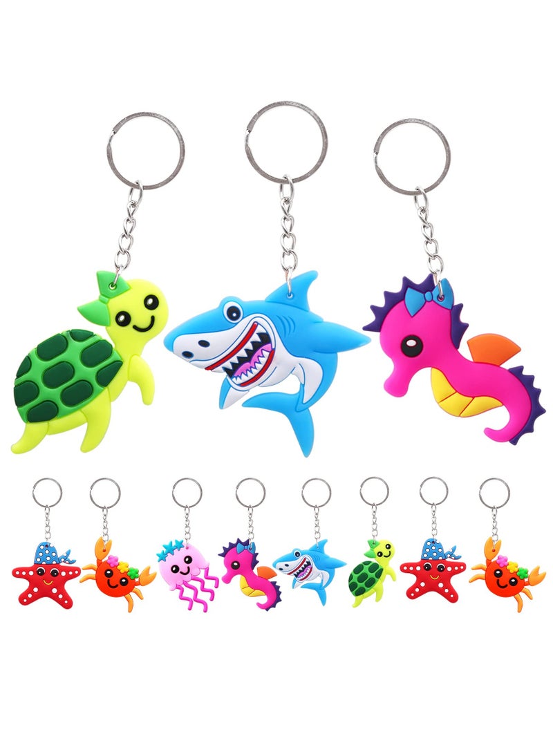 24pcs PVC Sea Animal Keychains for Undersea Party Supplies, Cartoon Keychains for Kids Party Bag Fillers, School Carnival Rewards, and Decorative Zipper Pulls. Perfect for Sea World Theme Events! - Image 1