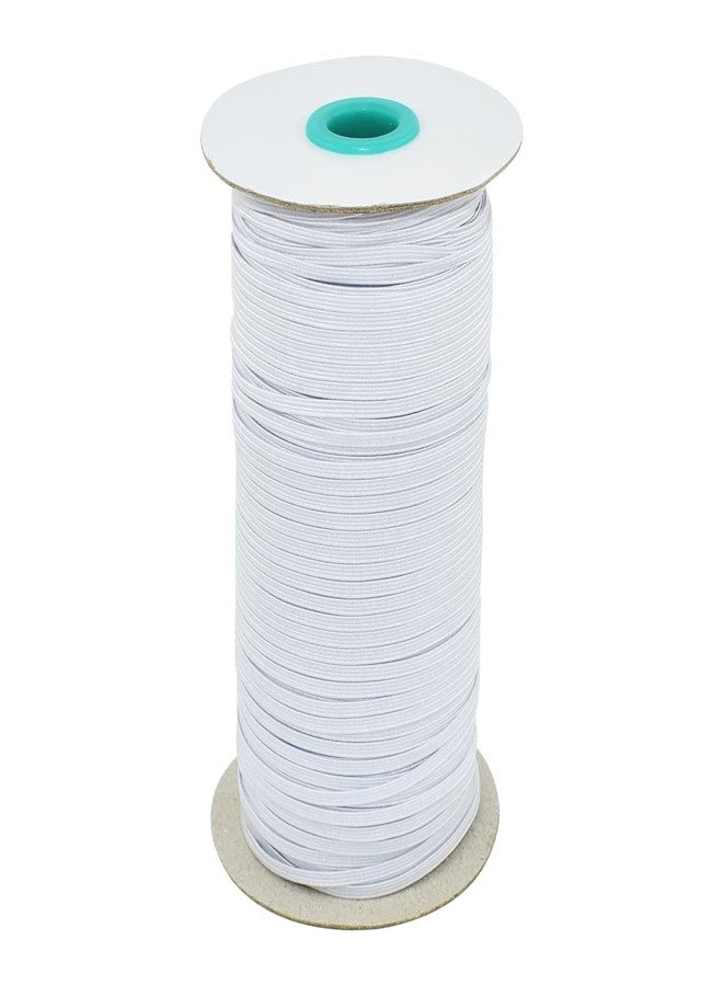 Renashed 1/8" 3mm White Braided Elastic Cord Flat Elastic Band Elastic Rope Bungee Stretch Knit Elastic Spool for Sewing and Crafting, 170 yard/155m - Image 1