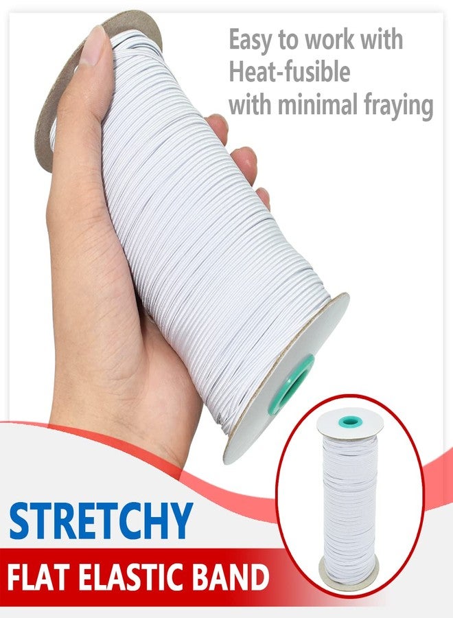 Renashed 1/8" 3mm White Braided Elastic Cord Flat Elastic Band Elastic Rope Bungee Stretch Knit Elastic Spool for Sewing and Crafting, 170 yard/155m - Image 4