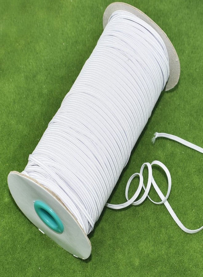 Renashed 1/8" 3mm White Braided Elastic Cord Flat Elastic Band Elastic Rope Bungee Stretch Knit Elastic Spool for Sewing and Crafting, 170 yard/155m - Image 5