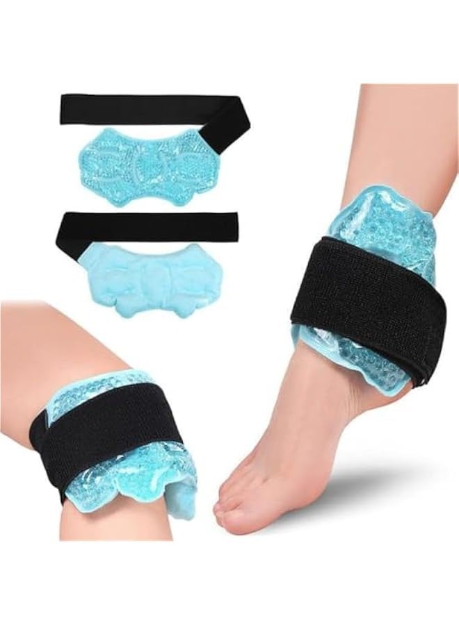 TRASSLE 2 Pcs Gel Ice Cold Packs, Reusable Gel Ankle Cold Pack with Adjustable Brace, Hot Cold Therapy Ice Gel Pack Flexible Ice Pack Wrap for Sprained Ankle Knee Wrist Achilles Feet Swelling  - Image 1