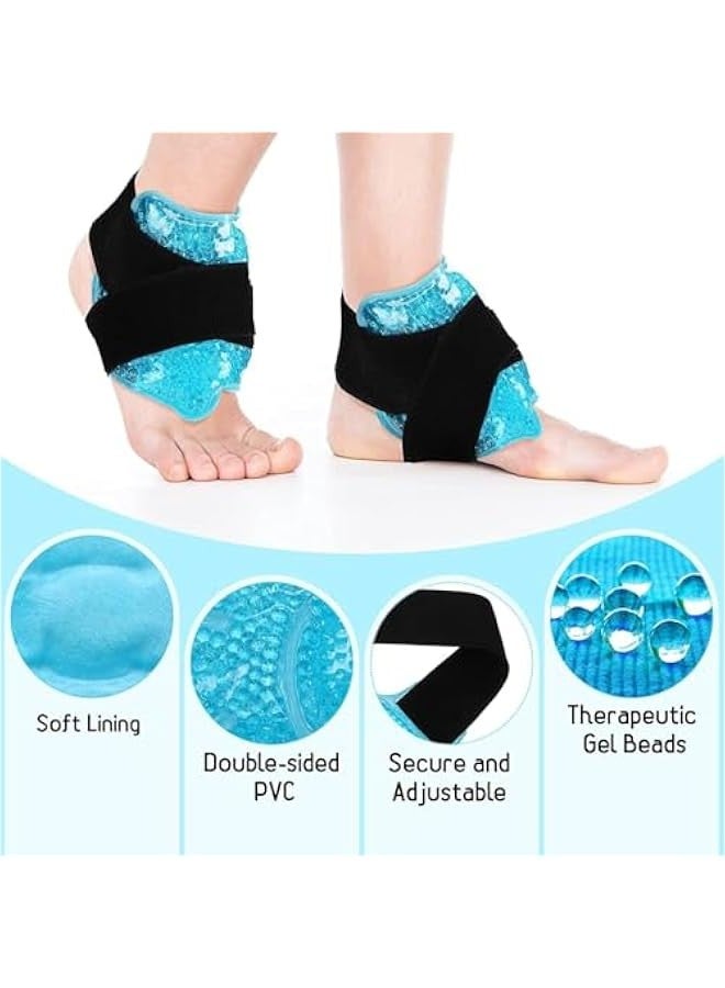 TRASSLE 2 Pcs Gel Ice Cold Packs, Reusable Gel Ankle Cold Pack with Adjustable Brace, Hot Cold Therapy Ice Gel Pack Flexible Ice Pack Wrap for Sprained Ankle Knee Wrist Achilles Feet Swelling  - Image 3