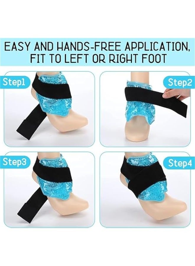 TRASSLE 2 Pcs Gel Ice Cold Packs, Reusable Gel Ankle Cold Pack with Adjustable Brace, Hot Cold Therapy Ice Gel Pack Flexible Ice Pack Wrap for Sprained Ankle Knee Wrist Achilles Feet Swelling  - Image 5