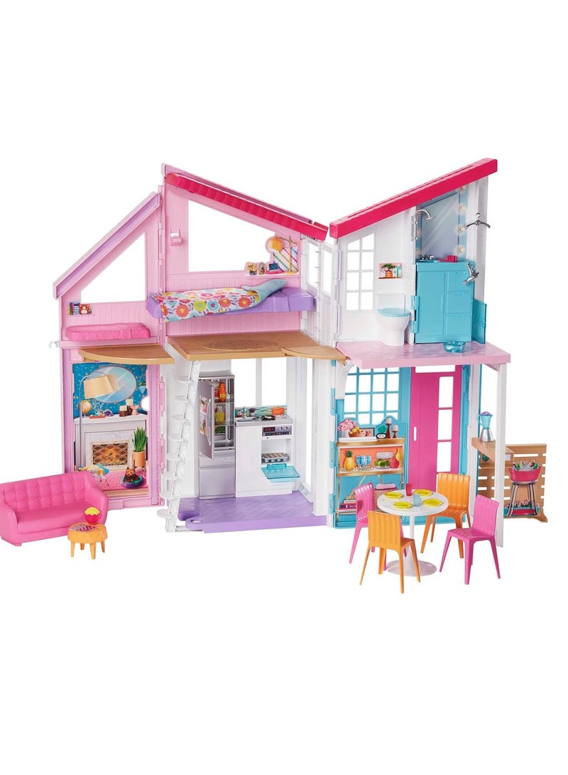 Barbie Malibu House 2-Story Dollhouse With Transformation Features And 25+ Pieces Fxg57 - Image 1