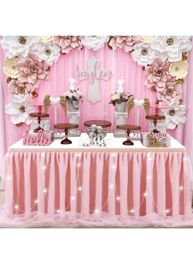 Dust Rose Table Skirt Baby Shower Table Cloth 6Ft Tulle Led Table Cover For Wedding Birthday Party Cake Dessert Table Decorations - pzsku/Z44AD802D5AA852D44D21Z/45/_/1734347053/16082883-ee1a-4fc7-996f-e1734e97d6dd