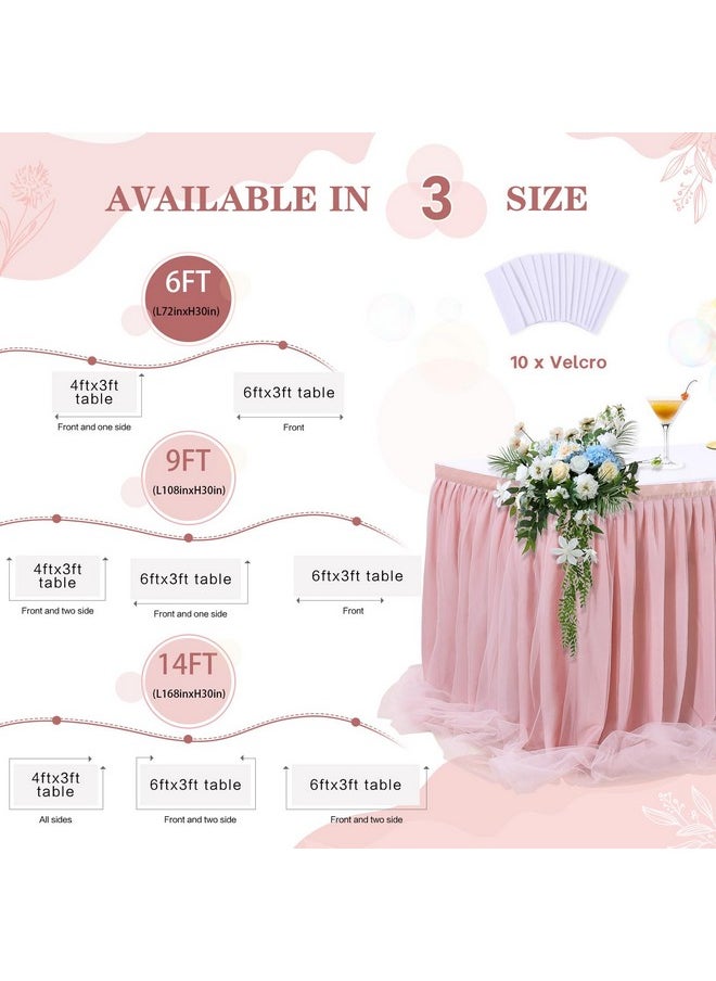 Dust Rose Table Skirt Baby Shower Table Cloth 6Ft Tulle Led Table Cover For Wedding Birthday Party Cake Dessert Table Decorations - pzsku/Z44AD802D5AA852D44D21Z/45/_/1734347056/2e5c667d-61e1-4772-b388-096d1dcd9598