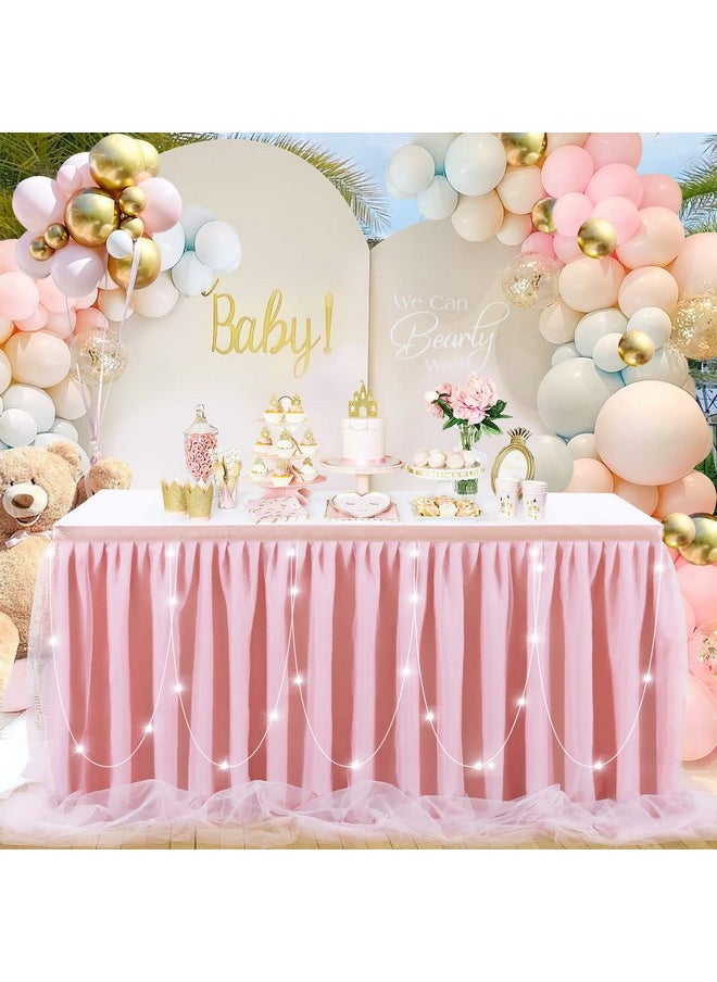 Dust Rose Table Skirt Baby Shower Table Cloth 6Ft Tulle Led Table Cover For Wedding Birthday Party Cake Dessert Table Decorations - pzsku/Z44AD802D5AA852D44D21Z/45/_/1734347058/7f789616-24ce-4c46-af52-bf32d7475c19