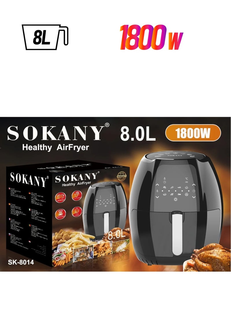 سوكاني مقلاة هوائية رقمية من سوكاني SK-8014 سعة 8 لتر، مقلاة هوائية صحية خالية من الزيت مع لمسة رقمية بقوة 1800 واط - Image 1