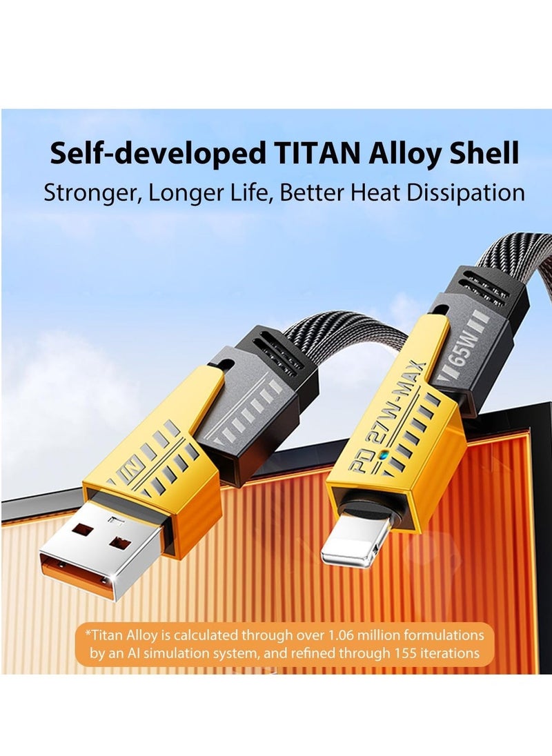 ELTRAZONE USB C Cable Lightning Cable [65W 4 in 1 Fast Charging Cable] Flat Braided USB C to USB C Charger Cord, Multi Charging Cable Combo Type C/USB A/Lightning Port for iPhone/iPad/Samsung, 3ft - Image 3