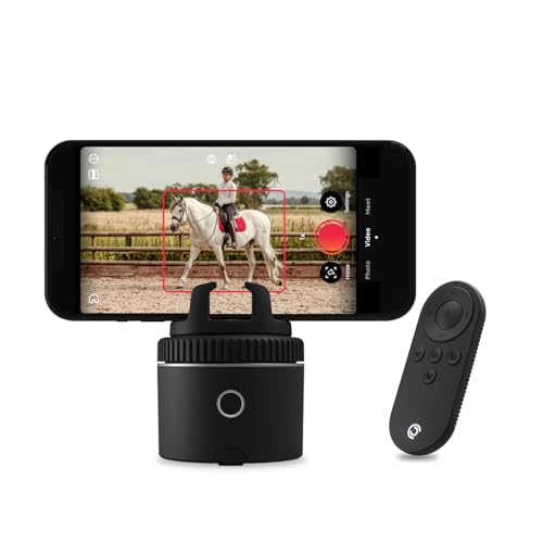 Pivo حامل هاتف ذكي بيفو إيكويستريان بود أوتو للوجه والجسم والحصان، دوران 360° مدعوم بالذكاء الاصطناعي، تحكم عن بُعد لتسجيل الفيديو بدون استخدام اليدين (أسود) - Image 1