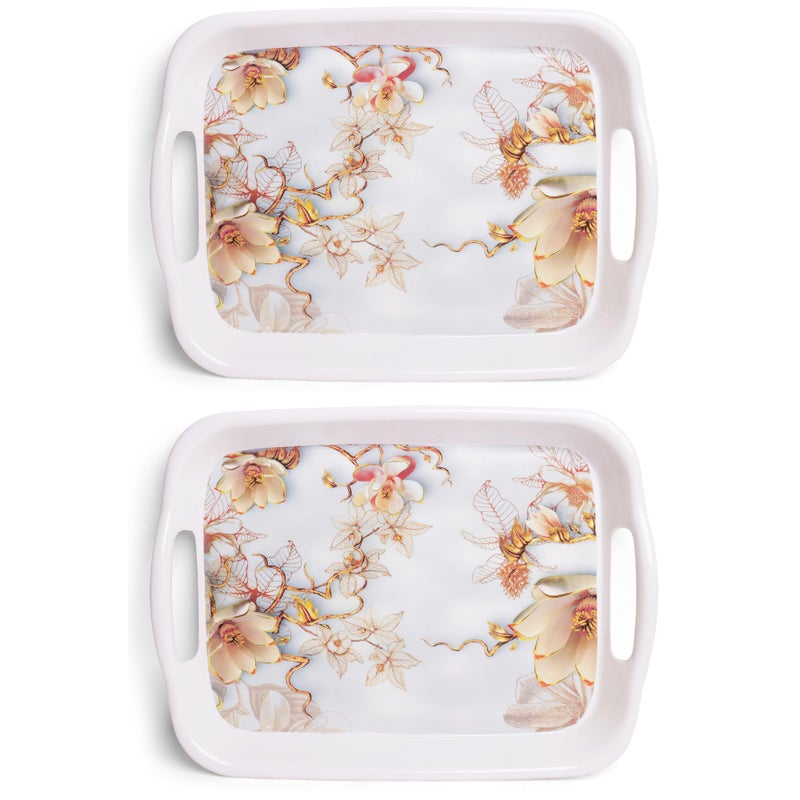 Home Pro Home-Pro - Melamine Serving Tray | Fancy Design | Ideal Tray for Serving Snacks/Tea/Coffee | Large Size Tray (44.5 * 33 cm) Pack of 2 - Image 1