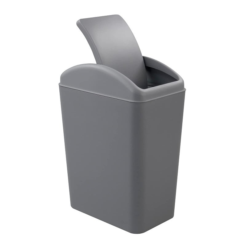 Cand 1 Pack 4 Gallon Kitchen Garbage Can 16 L Plastic Trash Can with Swing Lid Grey
