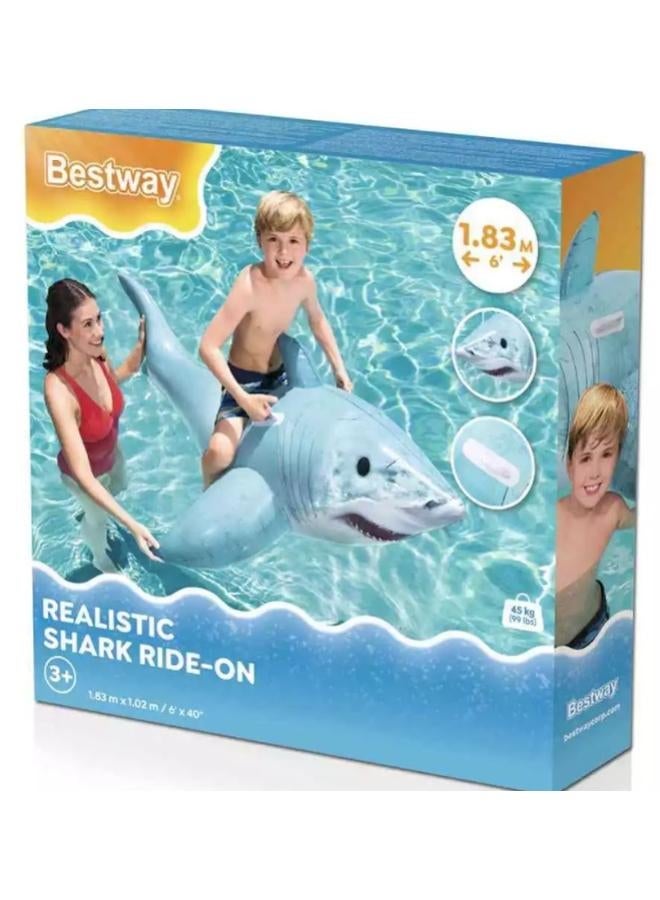 Bestway Realistic Shark Ride-On 183cm x 102cm Up to 45kg Ages 3+ - 41405 - Image 1