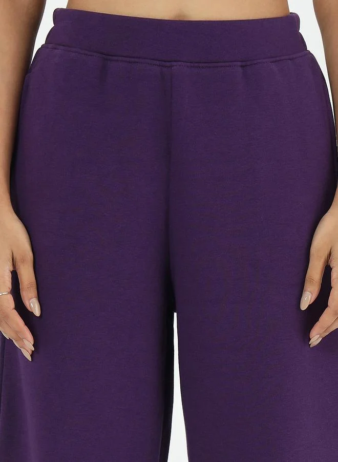 Femmella Purple Straight Fit Fleece Trackpants