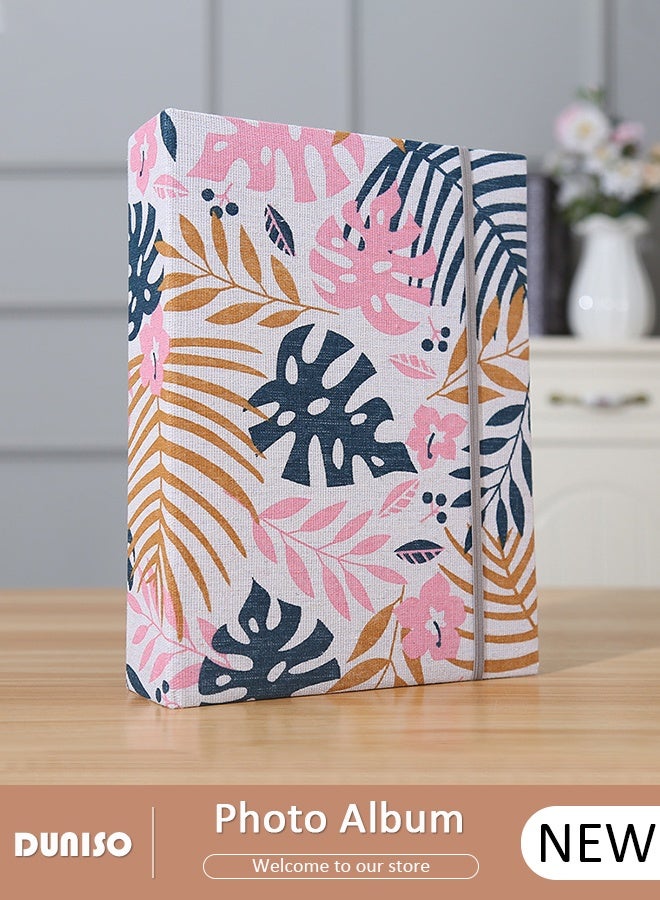 DUNISO ألبوم صور 200 جيب مقاوم للماء من الكتان لألبوم صور بحجم 4 * 6 بوصات، ألبوم صور محمول بنمط العشب للأولاد والبنات، السفر، الزفاف، العائلة - Image 1