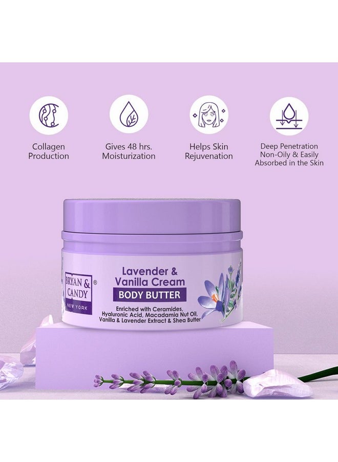 BRYAN & CANDY - Body Butter Ph 5.5 For 72Hrs Moisturization. Enriched With Ceramides And Hyaluronic Acid, |Non-Sticky Moisturizer For Women & Men (Lavender & Vanilla, 100Gm) - Image 1