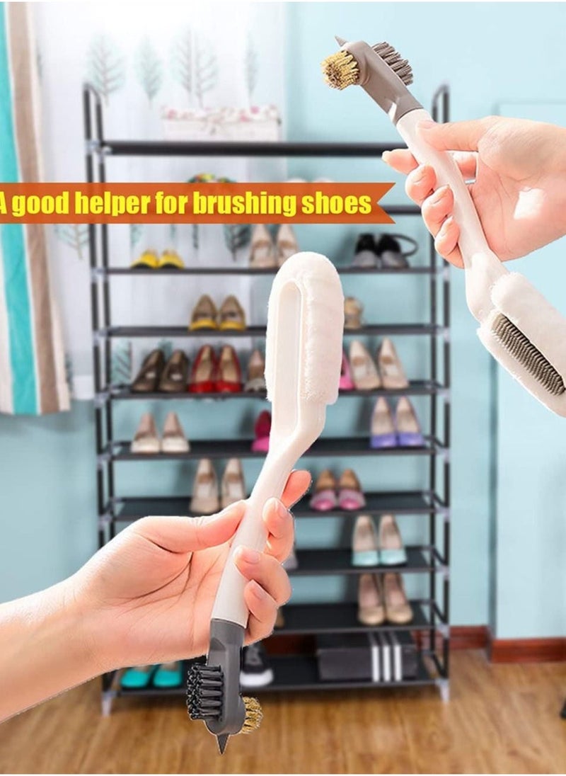 Professional Cleaning Shoe Brush Multifunctional Household Brushes Care Long Handle Soft Bristle Shoes Scrubber for Bags and Clothes Sneaker White - Image 2