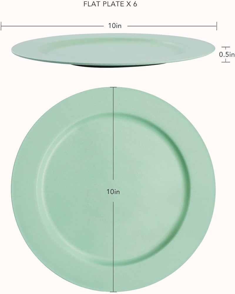 greenandlife 10inch6pcs Dishwasher  Microwave Safe Wheat Straw Plates  Lightweight Reusable Unbreakable Dinner Plates Nontoxin BPA Free and Healthy for Kids  Adults - Image 2