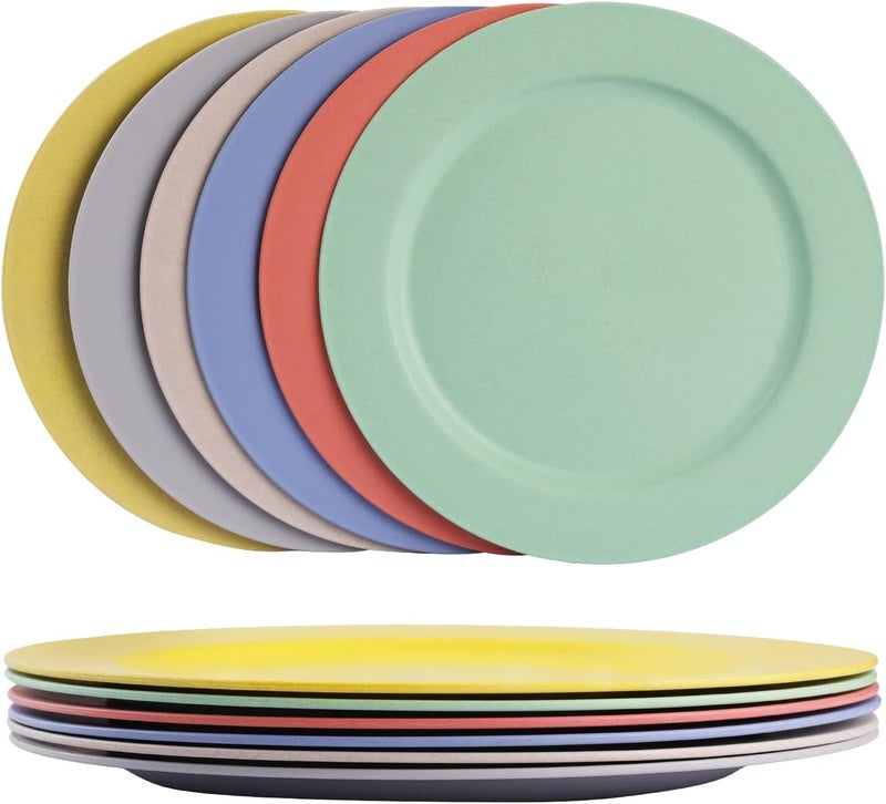 greenandlife 10inch6pcs Dishwasher  Microwave Safe Wheat Straw Plates  Lightweight Reusable Unbreakable Dinner Plates Nontoxin BPA Free and Healthy for Kids  Adults - Image 1